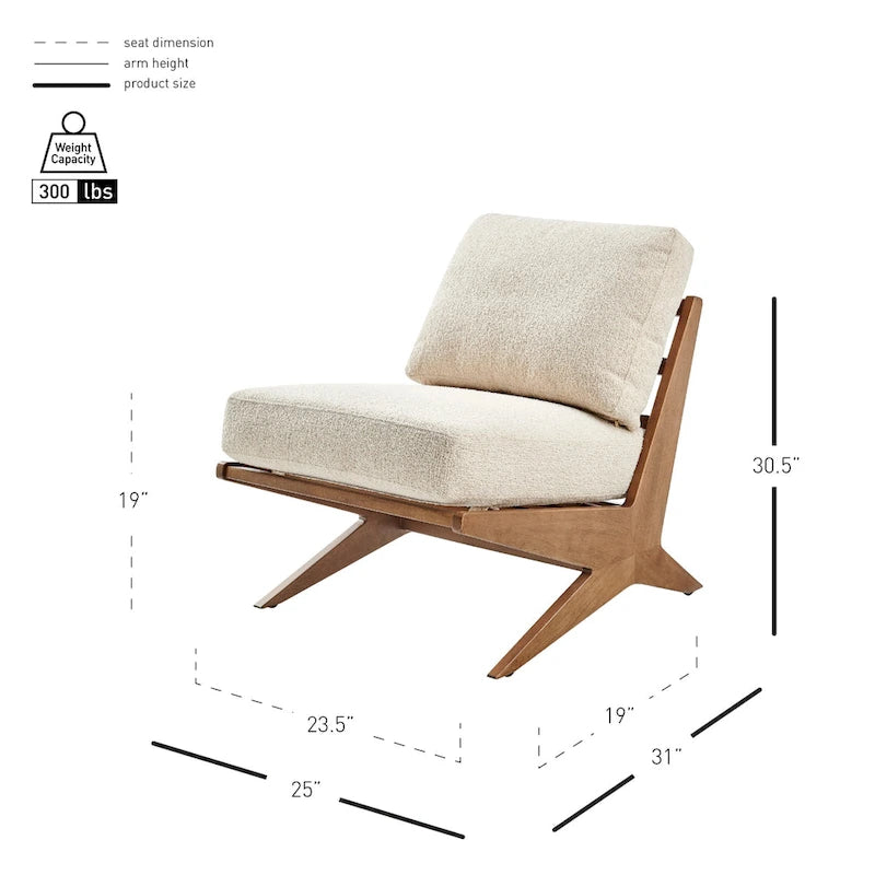Fauteuil d'appoint rembourré avec assise coussinée
