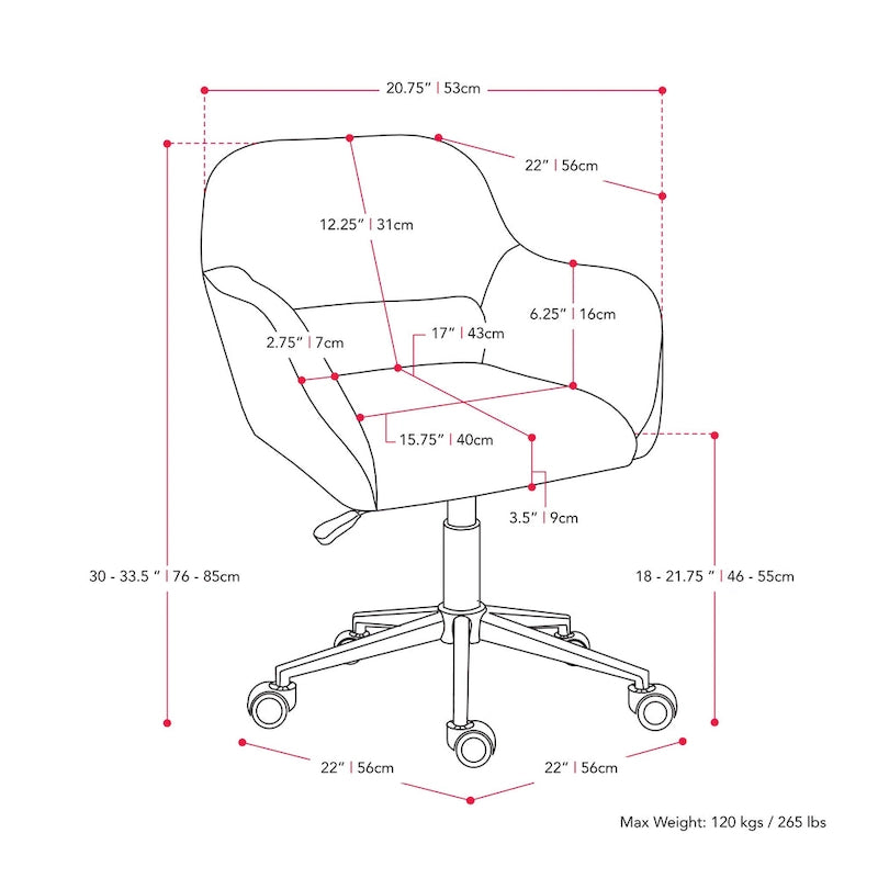 Chaise de bureau ergonomique rembourrée à hauteur réglable