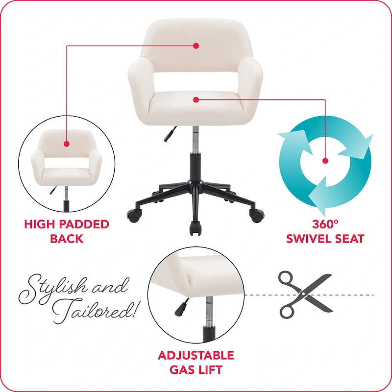 Chaise de bureau ergonomique rembourrée à hauteur réglable