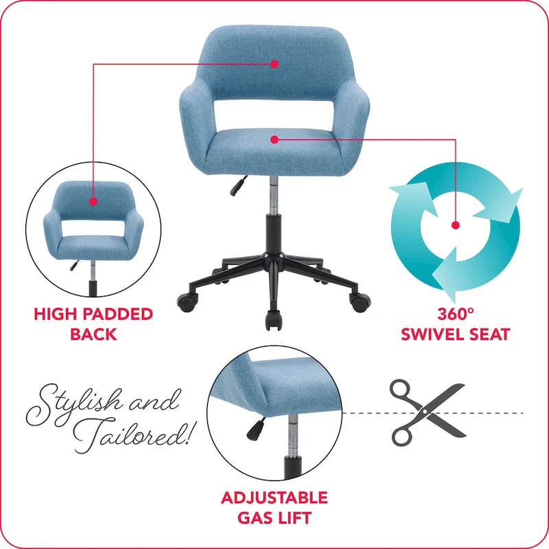 Chaise de bureau ergonomique rembourrée à hauteur réglable