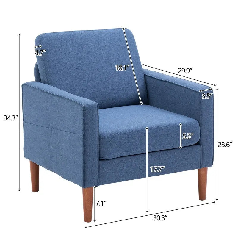 Fauteuil d'appoint une place avec pieds en bois massif