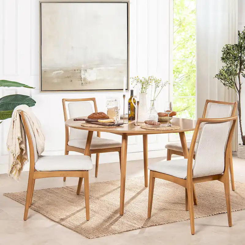 Chaise de salle à manger scandinave rembourrée en bois clair naturel (lot de 2)