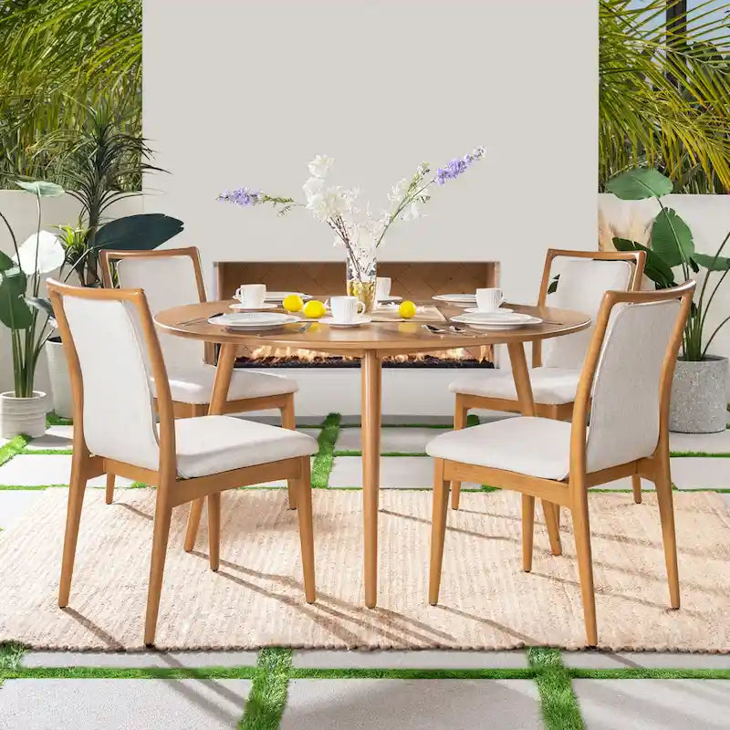 Chaise de salle à manger scandinave rembourrée en bois clair naturel (lot de 2)