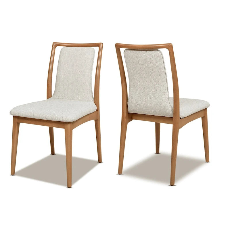 Chaise de salle à manger scandinave rembourrée en bois clair naturel (lot de 2)