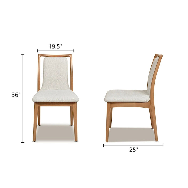 Chaise de salle à manger scandinave rembourrée en bois clair naturel (lot de 2)