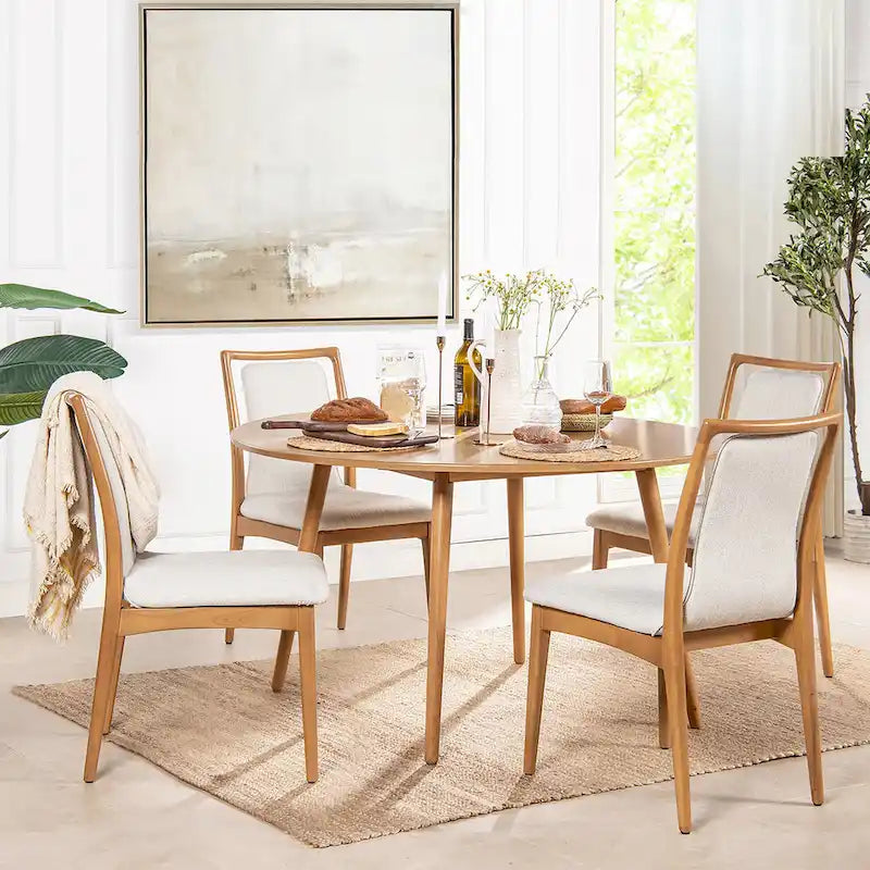 Chaise de salle à manger scandinave rembourrée en bois clair naturel (lot de 2)