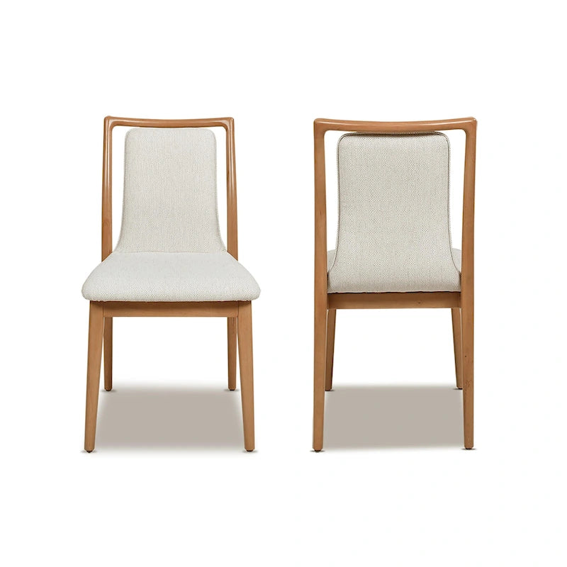 Chaise de salle à manger scandinave rembourrée en bois clair naturel (lot de 2)