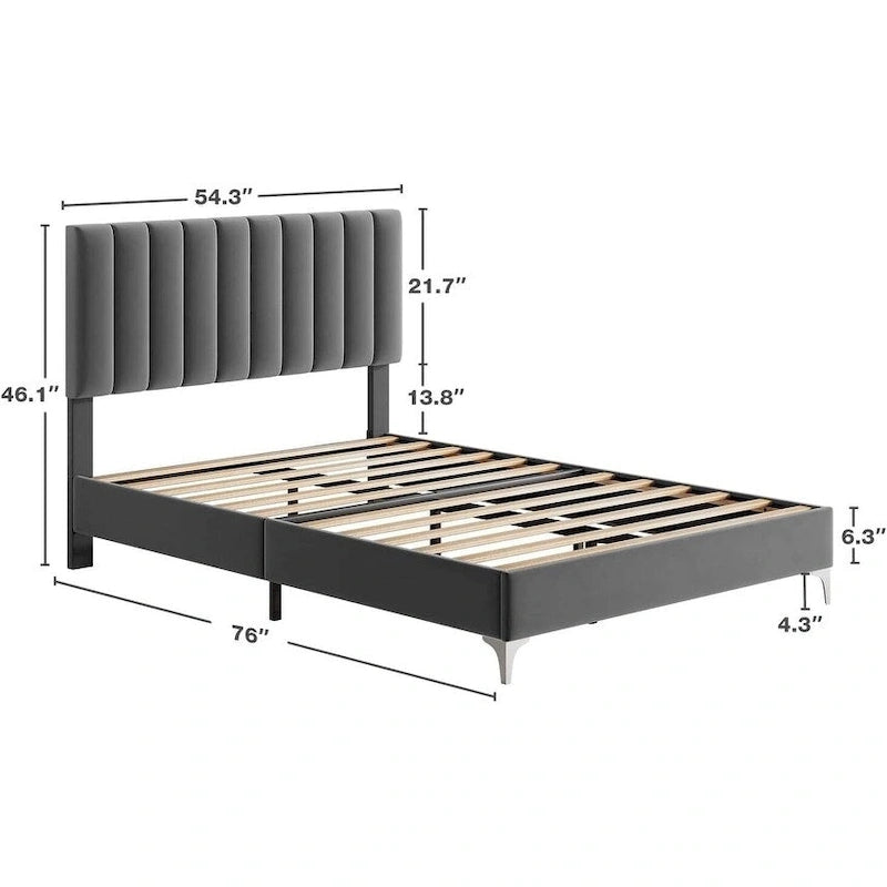 Cadre de lit, avec tête de lit réglable, pas besoin de sommier tapissier, charge maximale 363 kg