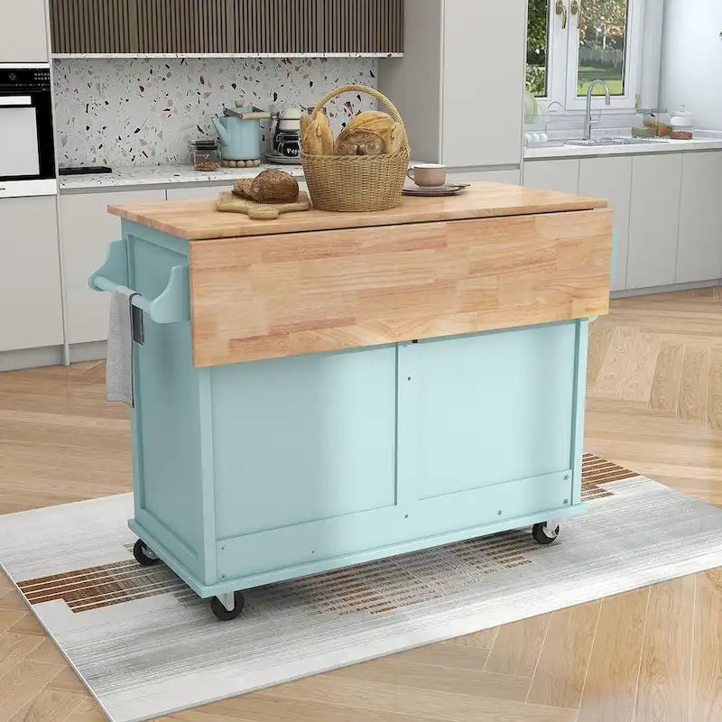 Desserte îlot de cuisine à roulettes avec plateau abattant
