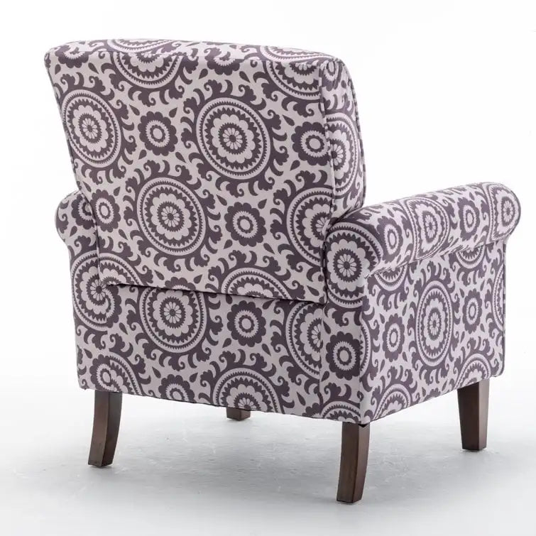 Fauteuil classique en velours avec pieds en bois massif et assise rembourrée épaisse