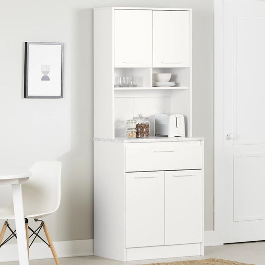 Armoire de rangement autoportante pour garde-manger avec étagères réglables et portes doubles