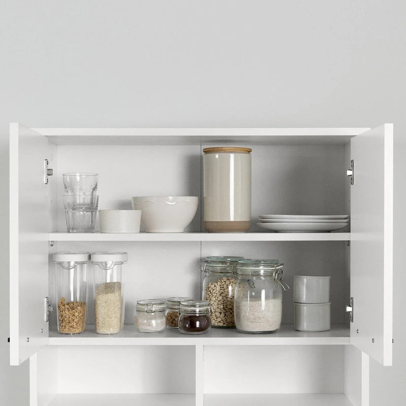 Armoire de rangement autoportante pour garde-manger avec étagères réglables et portes doubles