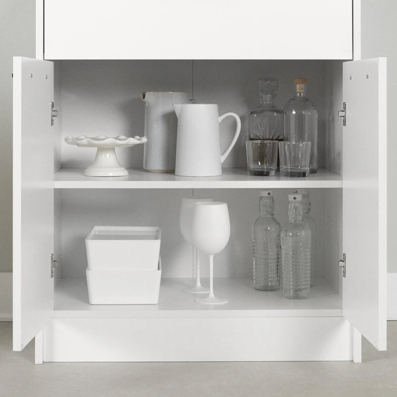 Armoire de rangement autoportante pour garde-manger avec étagères réglables et portes doubles
