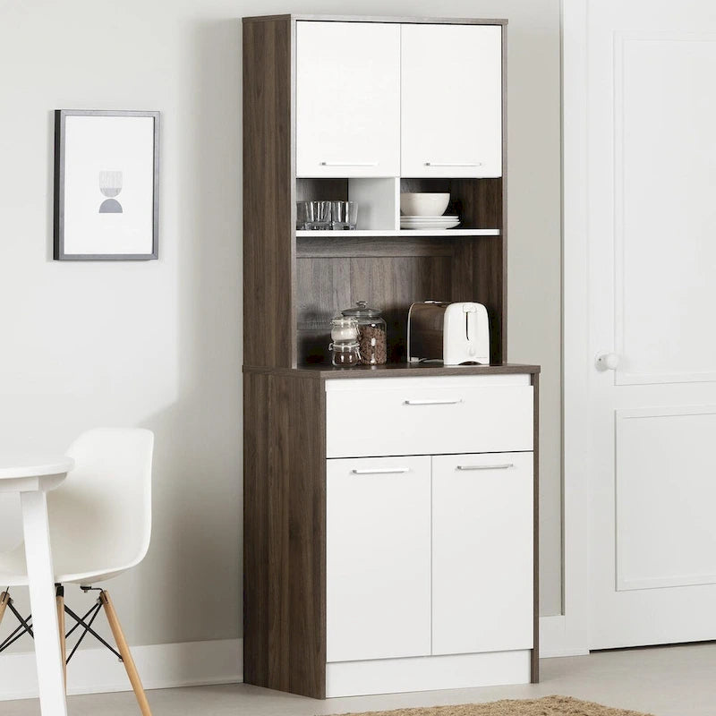 Armoire de rangement autoportante pour garde-manger avec étagères réglables et portes doubles