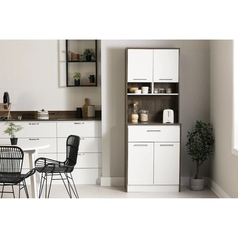Armoire de rangement autoportante pour garde-manger avec étagères réglables et portes doubles