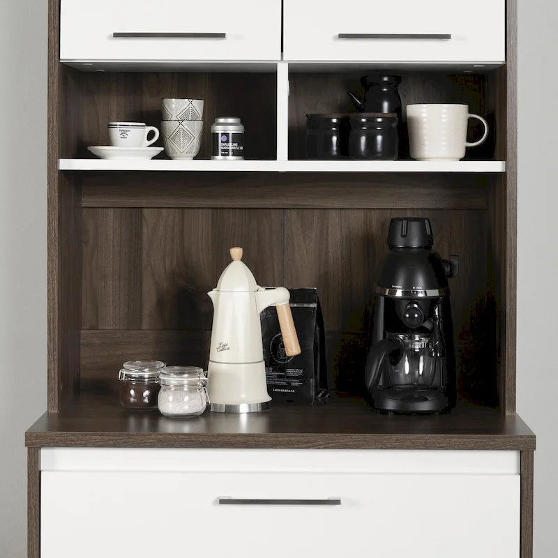 Armoire de rangement autoportante pour garde-manger avec étagères réglables et portes doubles