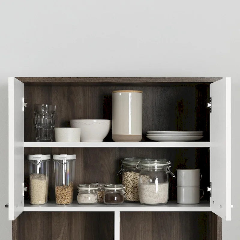 Armoire de rangement autoportante pour garde-manger avec étagères réglables et portes doubles