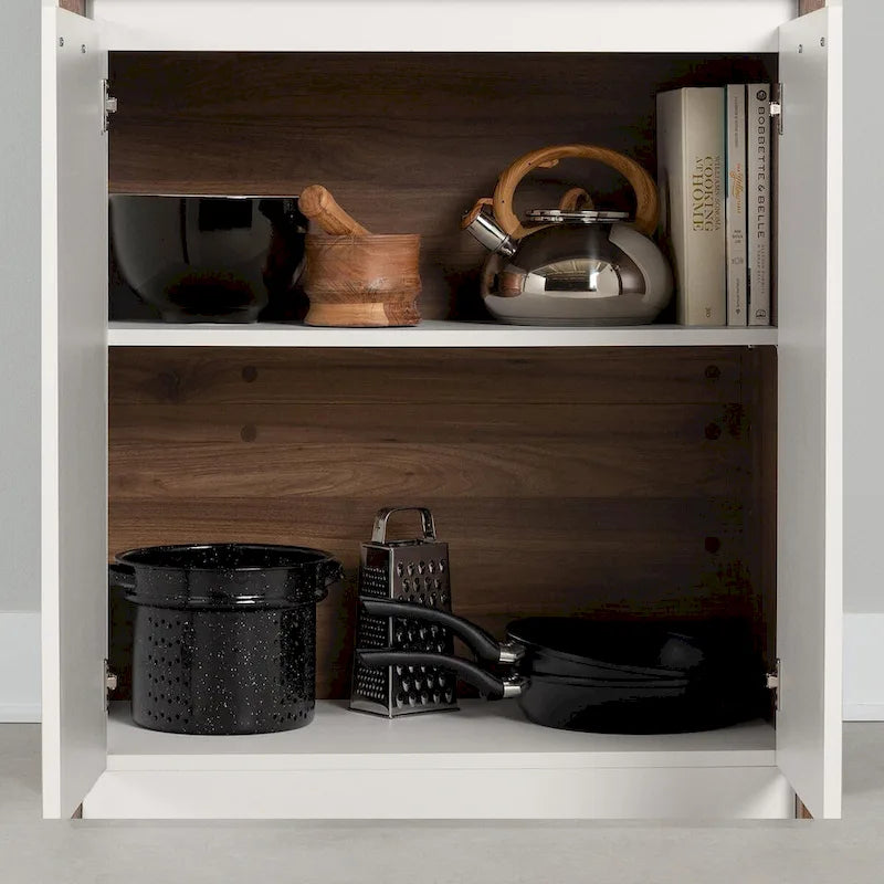 Armoire de rangement autoportante pour garde-manger avec étagères réglables et portes doubles