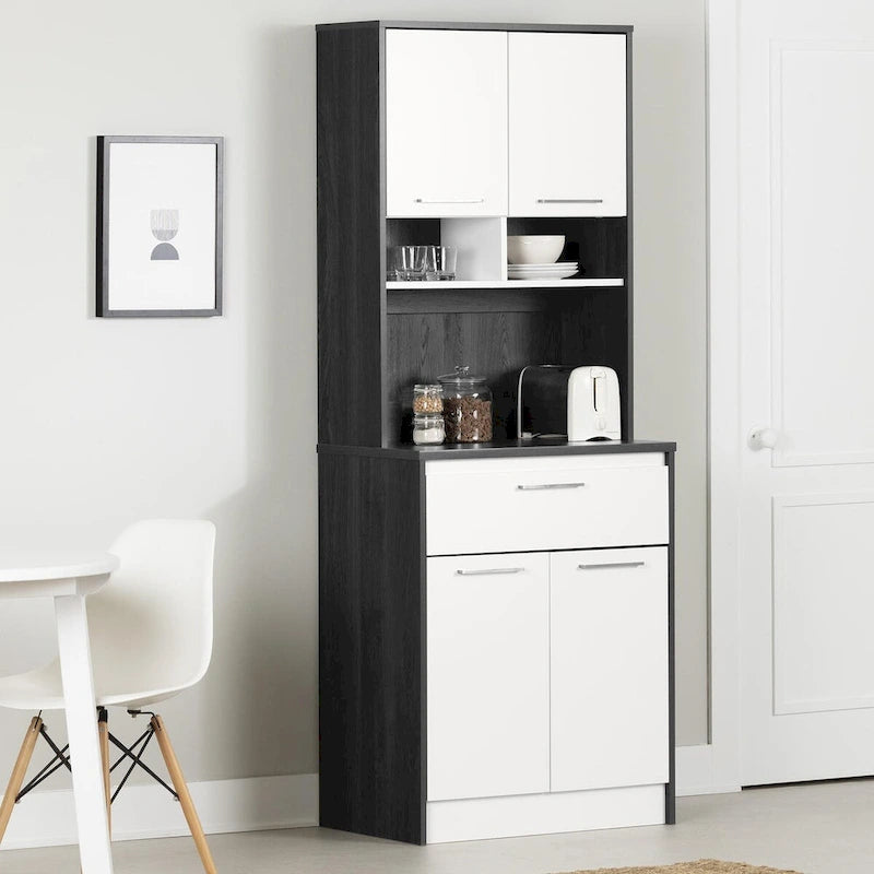 Armoire de rangement autoportante pour garde-manger avec étagères réglables et portes doubles