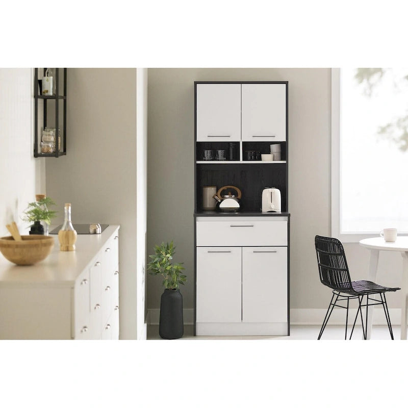 Armoire de rangement autoportante pour garde-manger avec étagères réglables et portes doubles