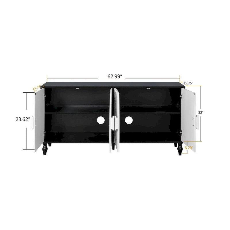 Meuble de rangement avec porte à motif symétrique sculpté