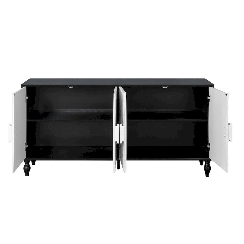 Meuble de rangement avec porte à motif symétrique sculpté