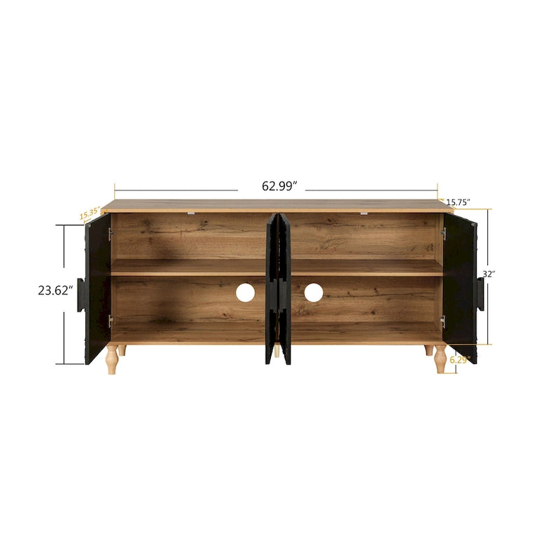 Meuble de rangement avec porte à motif symétrique sculpté
