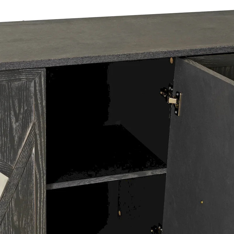Armoire de rangement moderne à 4 portes avec étagères intérieures réglables