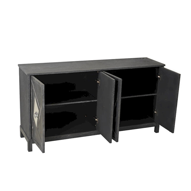 Armoire de rangement moderne à 4 portes avec étagères intérieures réglables