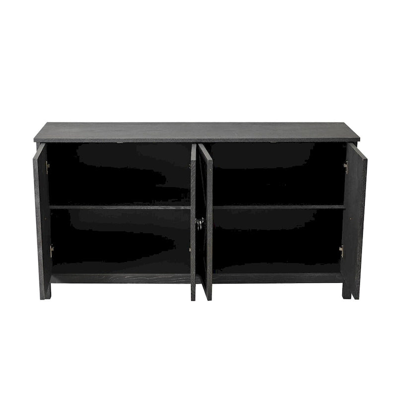 Armoire de rangement moderne à 4 portes avec étagères intérieures réglables