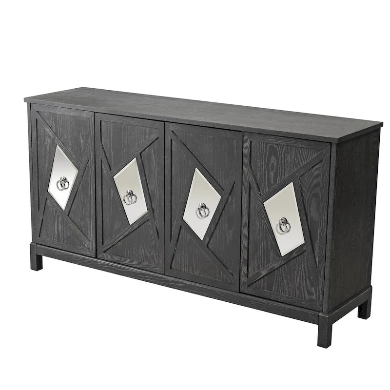 Armoire de rangement moderne à 4 portes avec étagères intérieures réglables