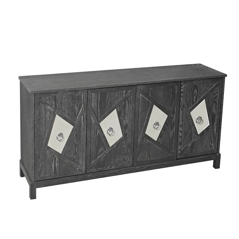 Armoire de rangement moderne à 4 portes avec étagères intérieures réglables