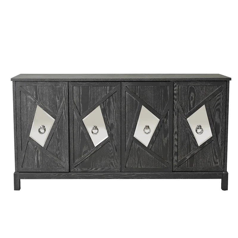 Armoire de rangement moderne à 4 portes avec étagères intérieures réglables