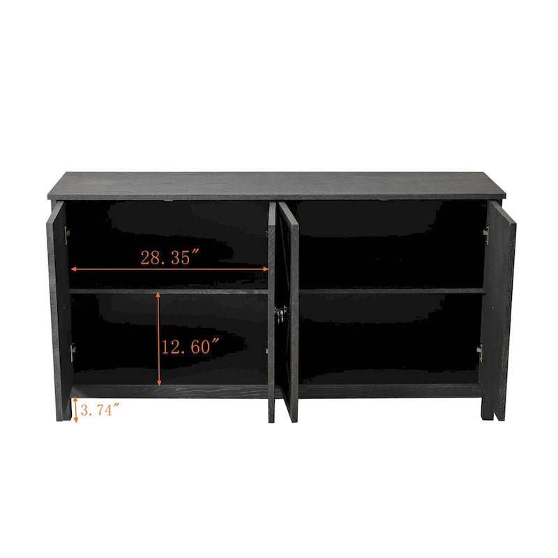 Armoire de rangement moderne à 4 portes avec étagères intérieures réglables