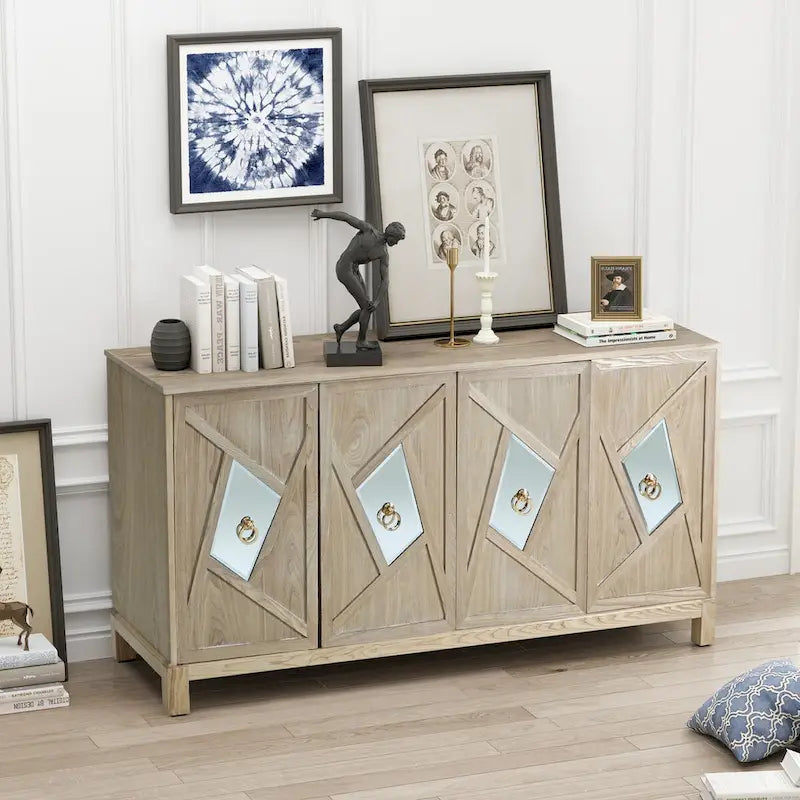 Armoire de rangement moderne à 4 portes avec étagères intérieures réglables