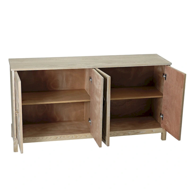 Armoire de rangement moderne à 4 portes avec étagères intérieures réglables