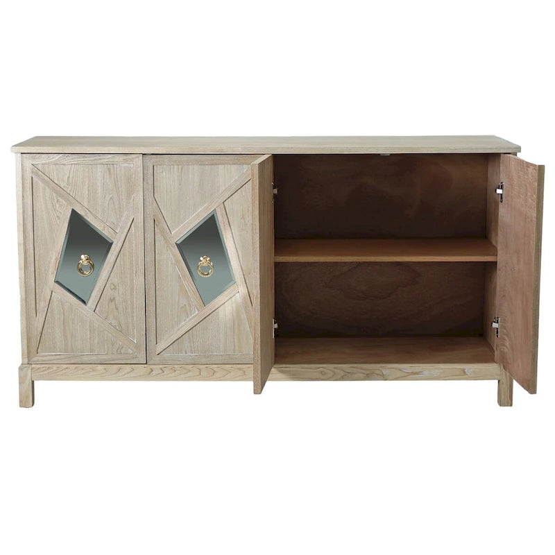 Armoire de rangement moderne à 4 portes avec étagères intérieures réglables