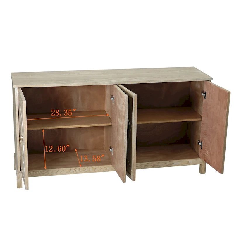 Armoire de rangement moderne à 4 portes avec étagères intérieures réglables