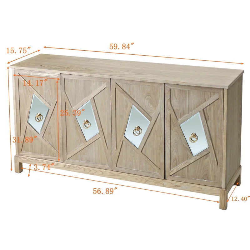 Armoire de rangement moderne à 4 portes avec étagères intérieures réglables