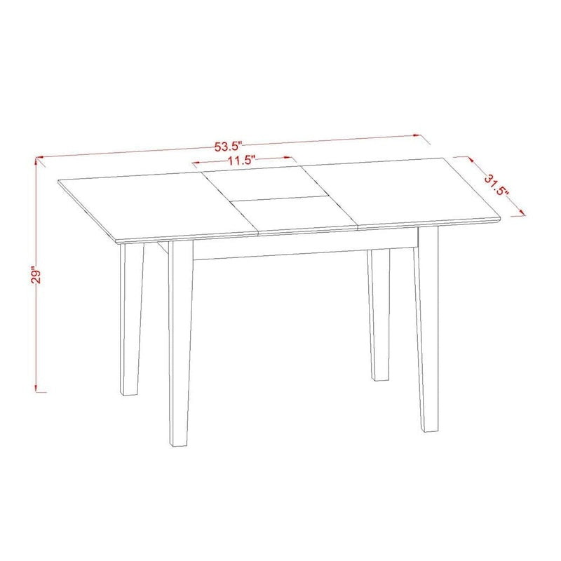 Table de salle à manger de cuisine - Table rectangulaire en bois avec rallonge papillon