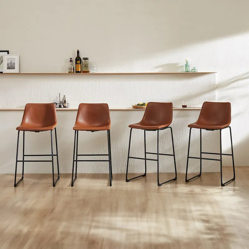 Tabourets de bar en cuir, hauteur de comptoir 30 pouces, lot de 2