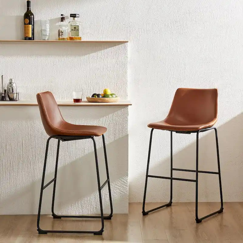 Tabourets de bar en cuir, hauteur de comptoir 30 pouces, lot de 2