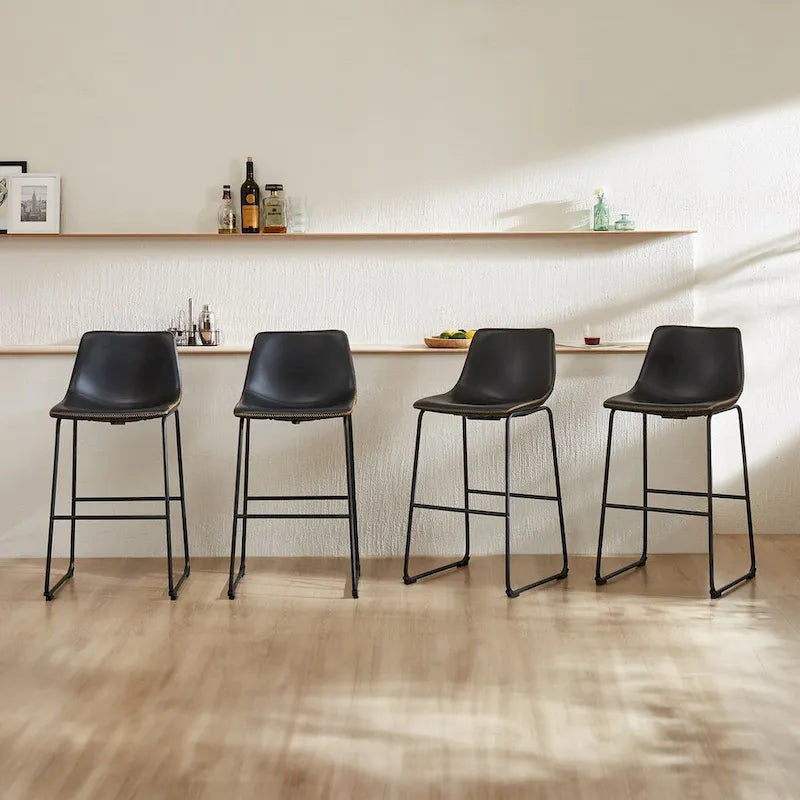 Tabourets de bar en cuir, hauteur de comptoir 30 pouces, lot de 2