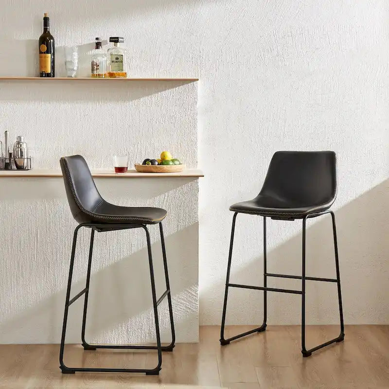 Tabourets de bar en cuir, hauteur de comptoir 30 pouces, lot de 2