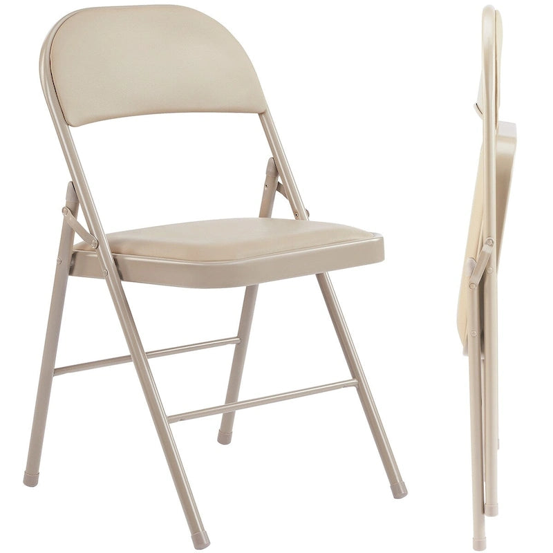 Lot de 2 chaises pliantes, chaises pliantes rembourrées en cuir, chaises pliantes robustes en métal, pour la maison, le bureau, les fêtes
