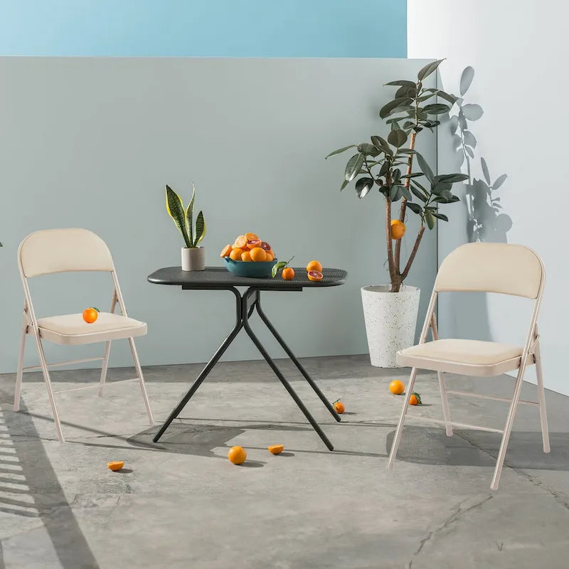 Lot de 2 chaises pliantes, chaises pliantes rembourrées en cuir, chaises pliantes robustes en métal, pour la maison, le bureau, les fêtes