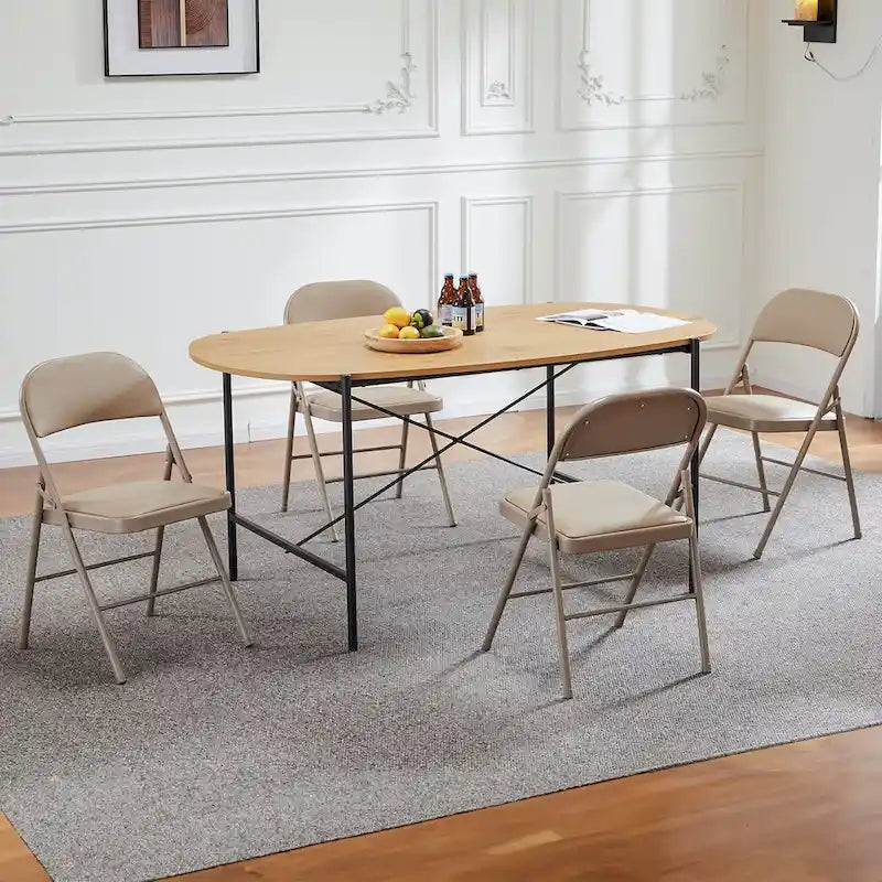 Lot de 2 chaises pliantes, chaises pliantes rembourrées en cuir, chaises pliantes robustes en métal, pour la maison, le bureau, les fêtes